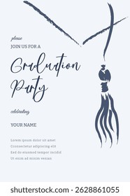 The invitation to the party Graduation background 2025 Vector diploma frame with watercolor effect and golden brushes and graduation cap Vector illustration Template