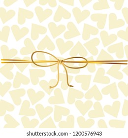 Invitation pastel color background vector illustration with golden ribbon and bow. Template for wedding or other design.