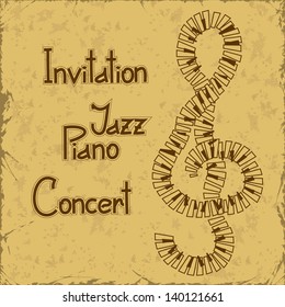 Invitation to piano concert on a vintage background