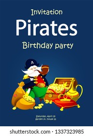 Invitation to a pirate party. Children's holiday. Vector illustration