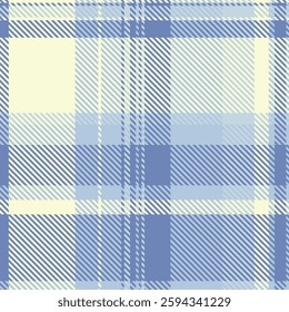 Invitation plaid check vector, summer tartan fabric pattern. Diverse background seamless texture textile in blue and light goldenrod yellow colors palette.