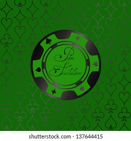 Invitation for poker with casino chip