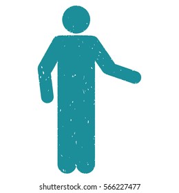 Invitation Pose grainy textured soft blue icon for overlay watermark stamps. Flat symbol with dirty texture. Dotted vector ink rubber seal stamp with grunge design on a white background.