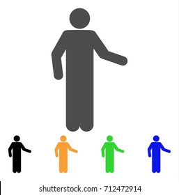 Invitation Pose icon. Vector illustration style is a flat iconic invitation pose symbol with black, grey, green, blue, yellow color versions. Designed for web and software interfaces.