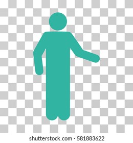 Invitation Pose vector pictogram. Illustration style is a flat iconic cyan symbol on a transparent background.