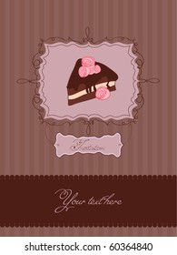 Invitation postcard with cake in retro style