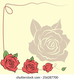 invitation postcard with roses