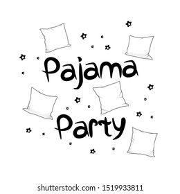 Invitation, poster, banner for pajama party. Holiday at home. Poster with pillows and stars