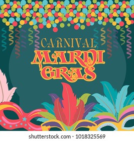 Invitation poster for carnival "Mardi Gras". Vector illustration