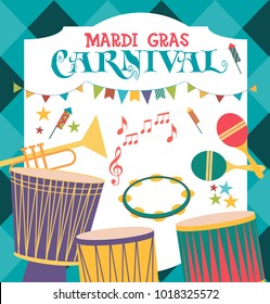 Invitation poster for carnival "Mardi Gras". Vector illustration