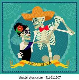 Invitation poster to the Day of the dead party. Dea de los muertos card.