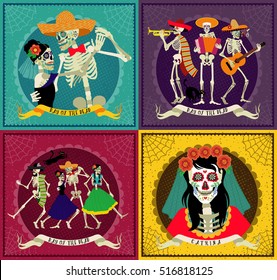 Invitation poster to the Day of the dead party. Dea de los muertos card.