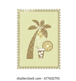 Invitation or poster or postcard in retro style. grunge texture.
