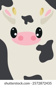 an invitation or poster template for a children's party or birthday with an animal design, namely a cow design