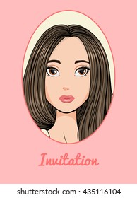 Invitation with pretty young girl.