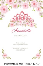 Invitación a la fiesta de cumpleaños de la princesa. Plantilla para la invitación a la ducha de bebé. Es una chica	