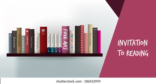 Invitation to reading card. Library design template. Modern exclusve paper card.