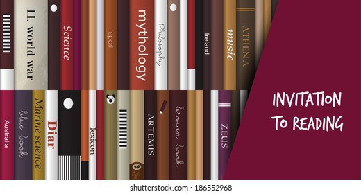 Invitation to reading card. Library design template. Modern exclusve paper card.