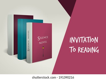 Invitation to reading card. Library design template. Modern exclusve paper card. 