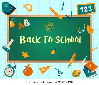 an invitation to return to school poster, and complete with school ornaments
