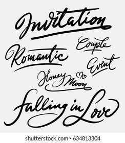 Invitation and romantic event hand written typography. Good use for logotype, symbol, cover label, product, brand, poster title or any graphic design you want. Easy to use or change color 