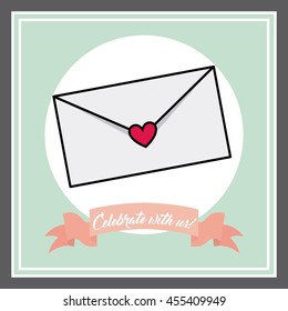 Invitation and save the date concept represented by envelope icon. Colorfull and flat illustration. 