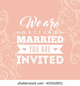 Invitation and save the date concept represented by oranmental icon. pink and flat illustration. 