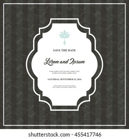 Invitation and save the date concept represented by decoration card icon. Grey and frame illustration. 