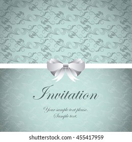Invitation and save the date concept represented by decoration card icon. Blue illustration. 