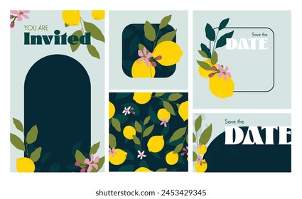 Invitation and Save The Date Template | Lemons and Leaves