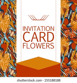 Invitation with seamless birds background. Vector pattern.