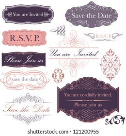 Invitation Set - Collection of invitation designs done in a Victorian calligraphy style.