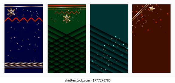 Invitation set Gold New Year card design with stylized christmas ball and christmas. Vector illustration geometry