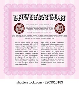 Invitation. Sophisticated design. With quality background.   Pink color.