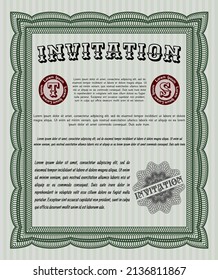 Invitation. Superior design. With quality background. Vector illustration.  Green color.