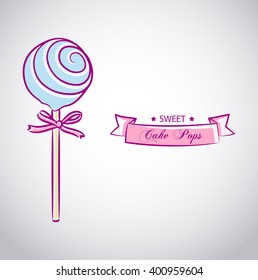 Invitation of sweet cake pop drawn