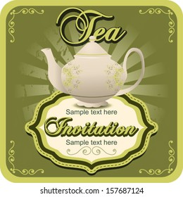 Invitation for tea party in retro style