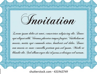 Invitation template. With background. Cordial design. Detailed. 