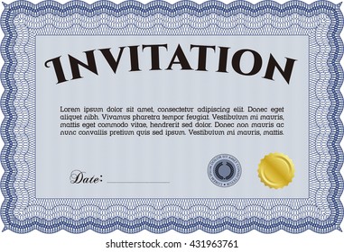 Invitation template. With background. Cordial design. Detailed. 