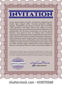 Invitation template. With background. Cordial design. Detailed. 