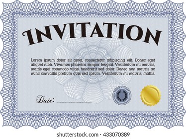 Invitation template. With background. Cordial design. Detailed. 