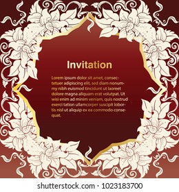 Invitation template, background and frame border vector design floral decoration in vintage art style illustration