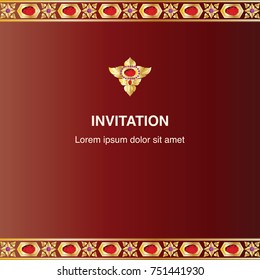 Invitation template, background and frame border vector design floral decoration in vintage art style illustration eps 10