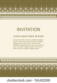 Invitation template, background and frame border vector design floral decoration in classic art style illustration EPS 10