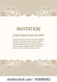 Invitation template, background and frame border vector design floral decoration in vintage art style illustration EPS 10
