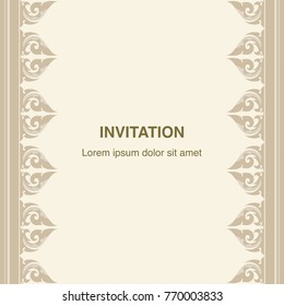 Invitation template, background and frame border vector design floral decoration in vintage art style illustration eps 10