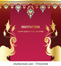 Invitation template, background and frame border vector design floral decoration in vintage art style illustration eps 10