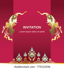 Invitation template, background and frame border vector design floral decoration in vintage art style illustration eps 10