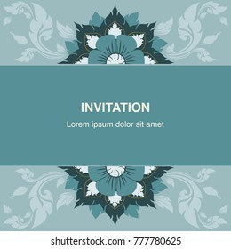 Invitation template, background and frame border vector design floral decoration in vintage art style illustration eps 10