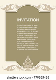 Invitation template, background and frame border vector design floral decoration in vintage art style illustration EPS 10